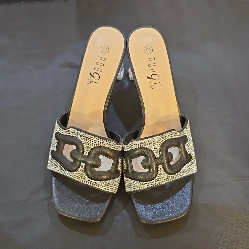 BRAND NEW ROUGE HELIUM SLIP-ON CLEAR HEEL WOMEN'S SANDAL